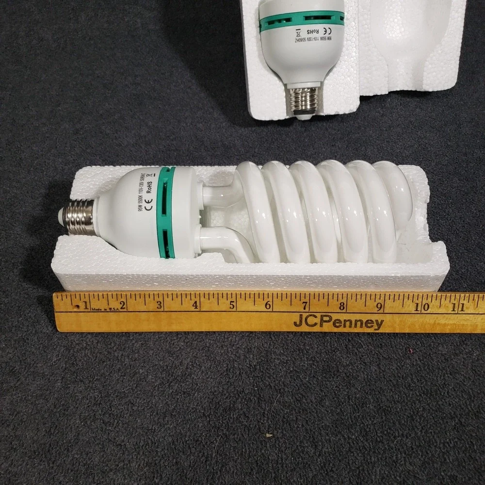 95W Light Bulbs Lot of 2 5500K CFL Daylight Spiral Softbox Photograph Photo